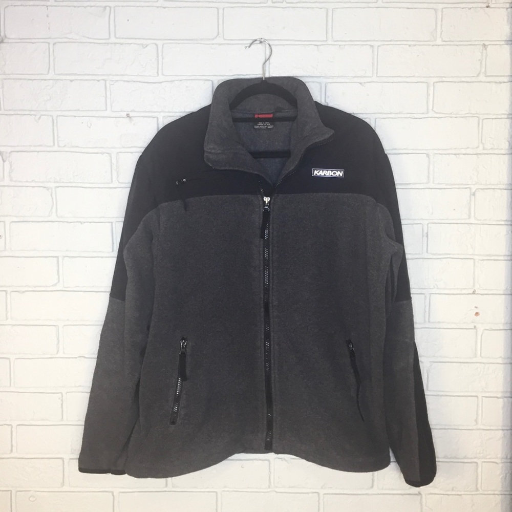 Karbon Youth Black & Gray Fleece Jacket Size Large